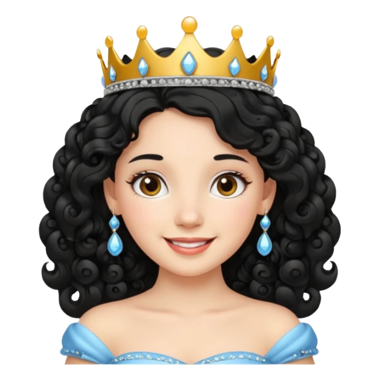 Princesa banca con el pelo rizado y el pelo negro  sticker