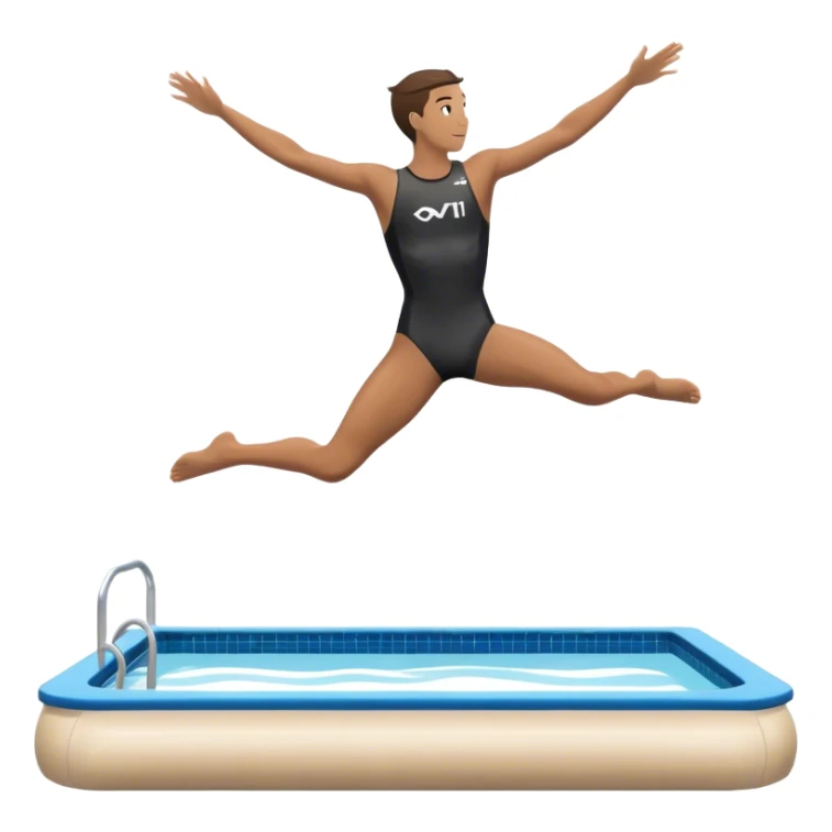 A diver mid-air after jumping off a diving pool,  Below him, a pool labeled "Confidence". A subtle 5-4-3-2-1 on the diving board shows they took the leap despite fear. sticker