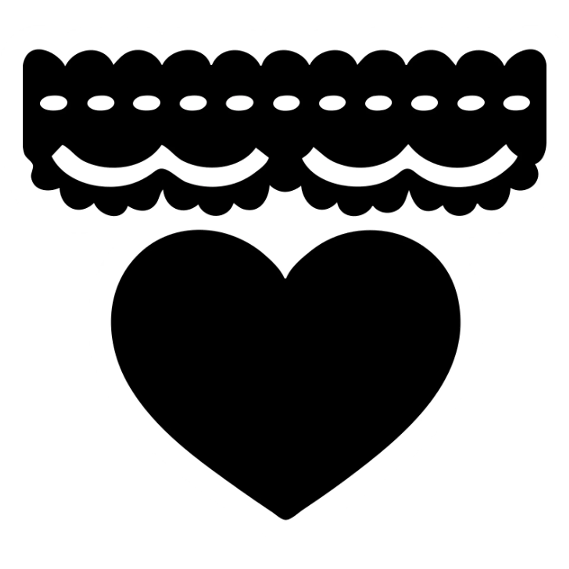 gothic heart with a black lace choker, solid filled icon style sticker