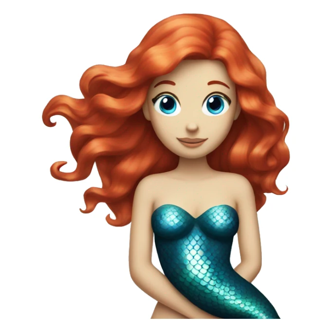 Mermaid with red hair with blue eyes sticker