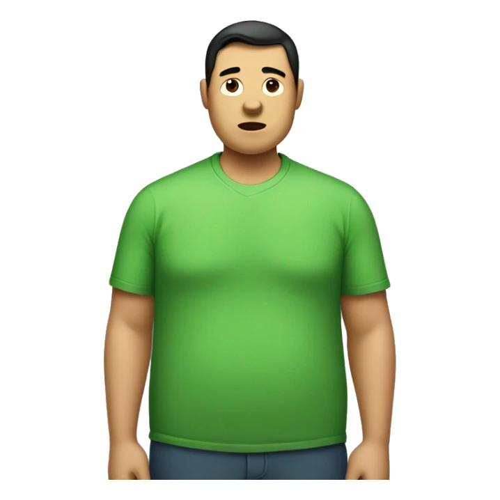 Filippino fat man with green shirt that has a dog on it sticker