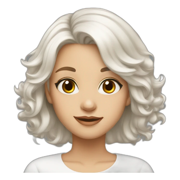 Girl medium length white hair, hazel eyes sticker