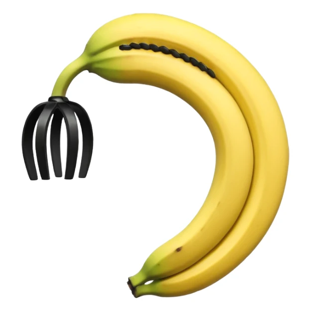 a curved, banana-shaped hair accessory with teeth on both sides that hinge together, designed to secure hair in a vertical ponytail or "banana curl" style sticker