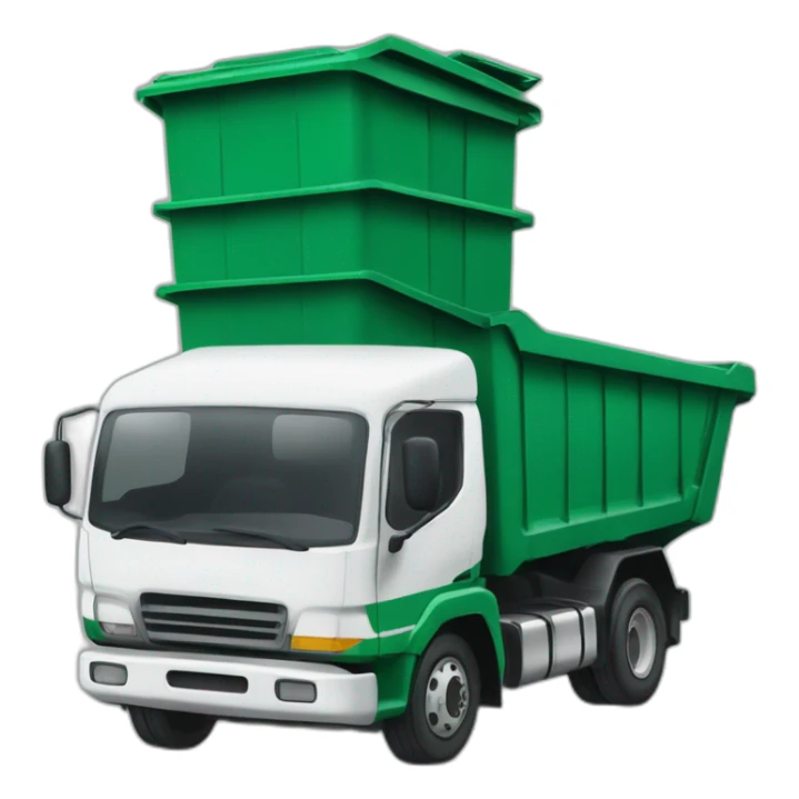 Camión recogida de basura de color blanco y verde sticker