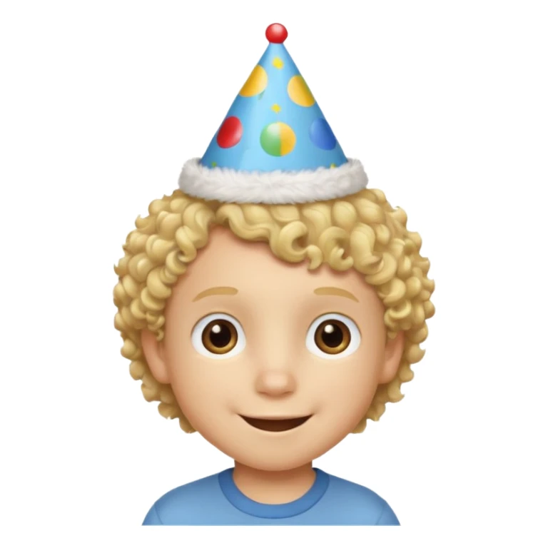 a little boy with birthday hat, blond curly hair















 sticker