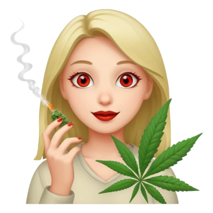 Girl happy smelling marijuana  sticker
