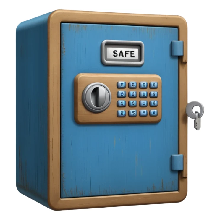 wooden rectangle safe locker keypad with a blue small screen sticker