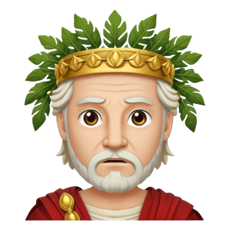 evil ancient greek king with toga wreath of leaves on head sticker