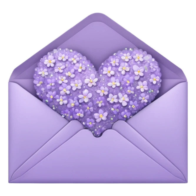 a closed pastel lavender flowers heart shiny sparkly glittery aesthetic romantic vintage envelope  sticker