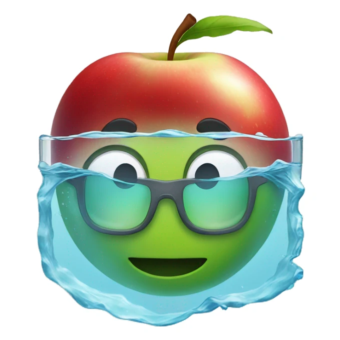 apple logo swimming and wearing glass  sticker