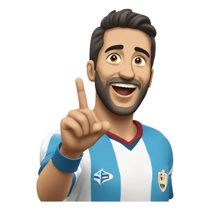 Arda Güler celebrating a goal: his right hand firmly placed on his chest while his left hand is raised and pointing towards the sky, capturing a moment of youthful exuberance, gratitude, and joy sticker