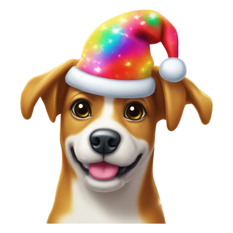 Lisa frank Christmas sparkle￼ dog with Santa hat sticker