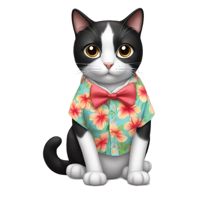 tuxedo cat wearing a hawaiian shirt  sticker