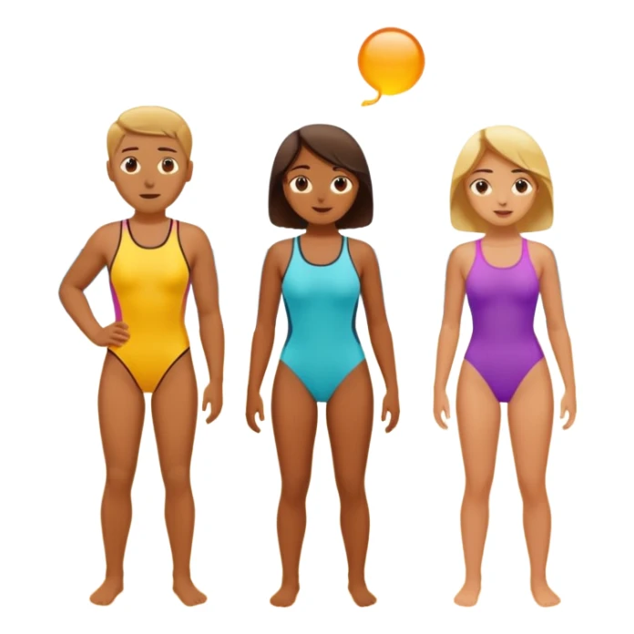 Create an emoji of 3 people feeling hot on the beach. sticker