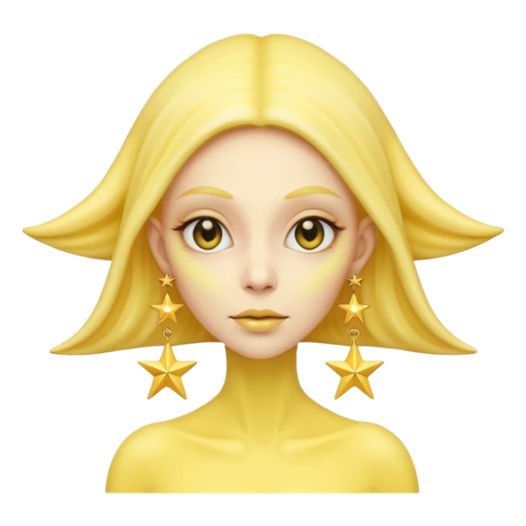yellow alien woman with golden star earrings sticker