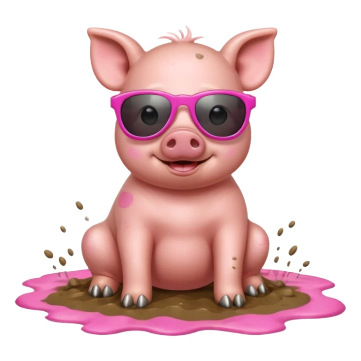 cute pig wearing cool sunglasses and bathing on all fours sticker