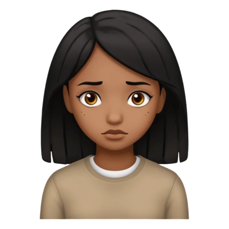 pretty brown girl with black hair who is sad sticker