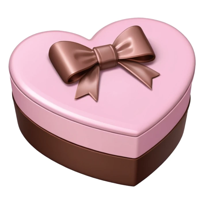 pale pink heart box, pale pink bow, filled with chocolates inside sticker