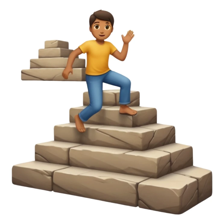 apple style emoji of a man ascending steps sticker