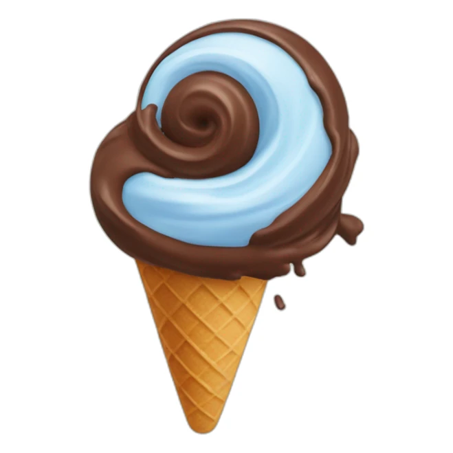 chocolate ice cream swirl with a halo sticker