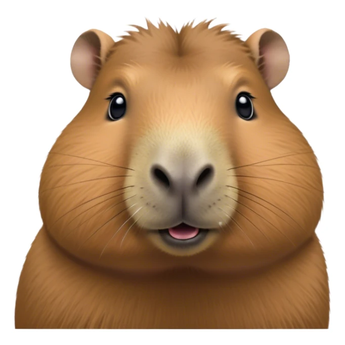 Cinematic Cute Capybara Portrait Emoji, Head tilted playfully and inquisitively, with a delightfully fluffy, rounded form and a characteristically large, flat capybara head featuring a short snout and small ears, accentuated by soft, inviting fur and round, sparkling eyes full of charm, Simplified yet irresistibly adorable features, highly detailed, glowing with a warm, friendly glow, high shine, affectionate and lively, stylized with a touch of whimsical cuteness, soft glowing outline, capturing the essence of a mischievous yet loving capybara that feels like it could tumble out of the screen into your arms! sticker