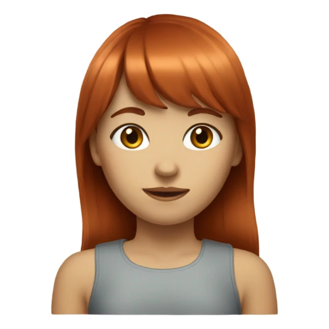 Red-haired girl with bangs and brown eyes sticker