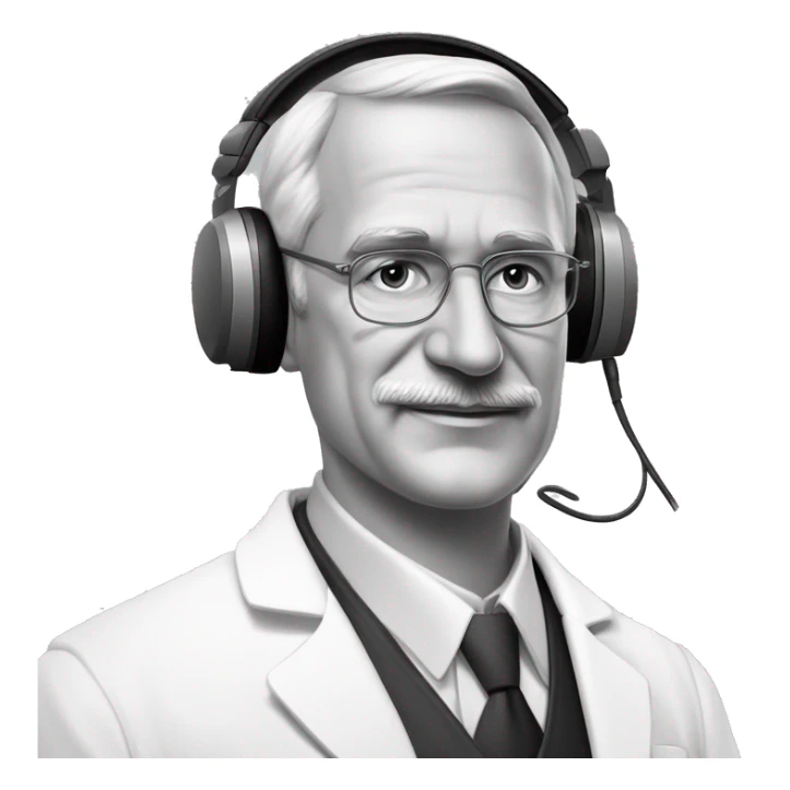  Nikolai Ivanovich Pirogov, eminent Russian physician-surgeon in black and white style with grey halftone elements in Bigger Size Headphones with Podcast Microphone
 sticker