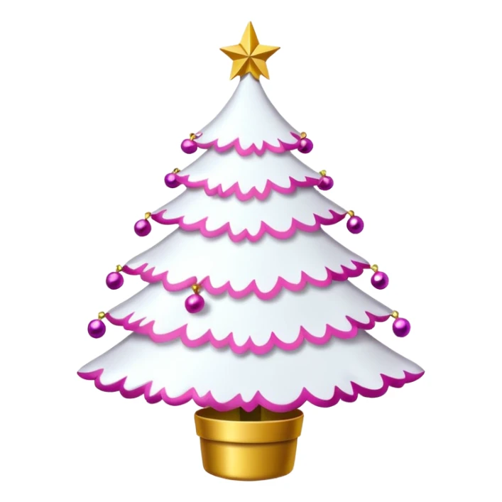 WHITE CHRISTMAS TREE WITH PINK BOWS AND GOLD TINSEL sticker