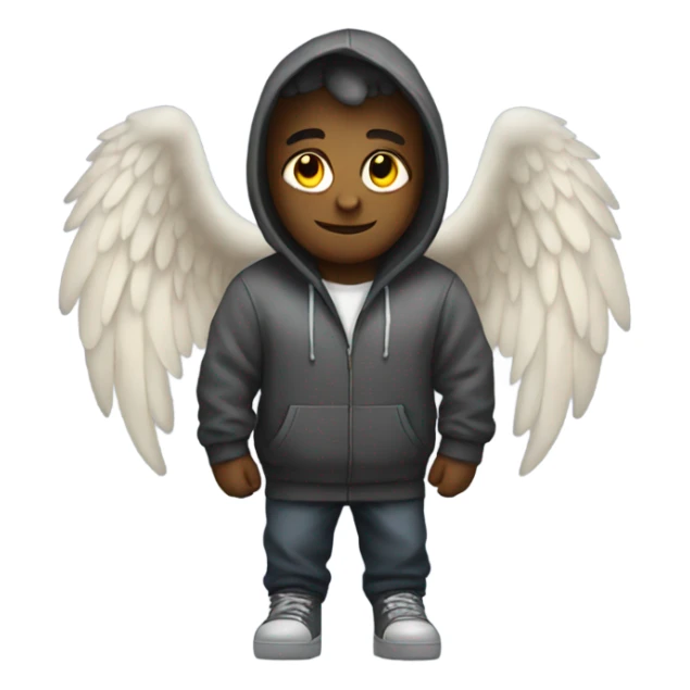 demon in hoodie with angel wings sticker