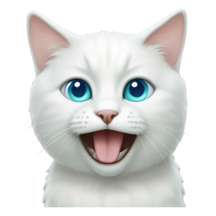 White cat with one blue eye and one green  sticker