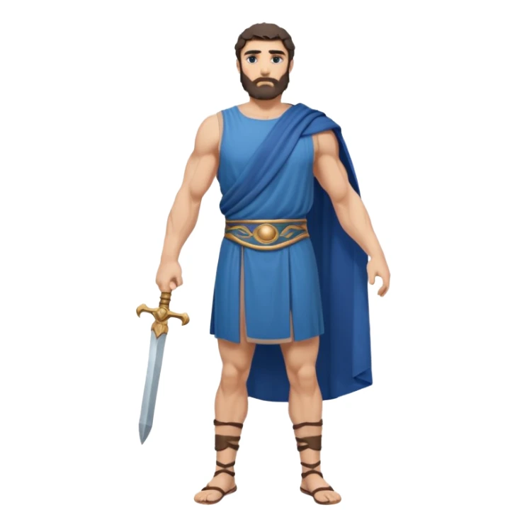 ancient greek man full length no weapons blue tunic sticker