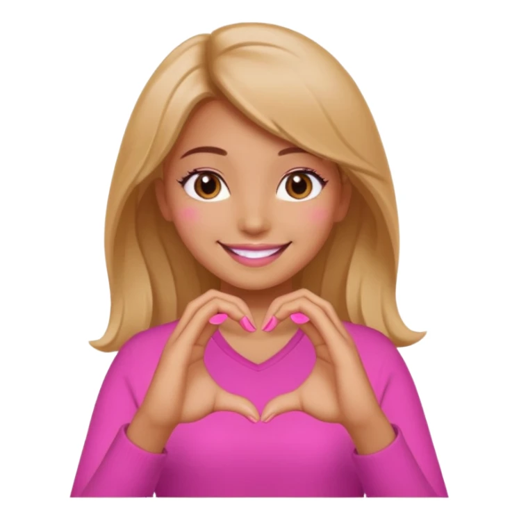 Smiling girl doing the Japanese  heart sticker