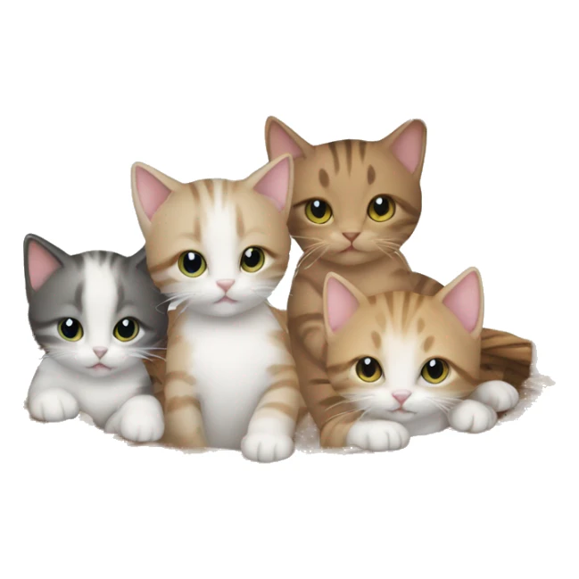1 mother cat and 5 kittens in a basket sticker