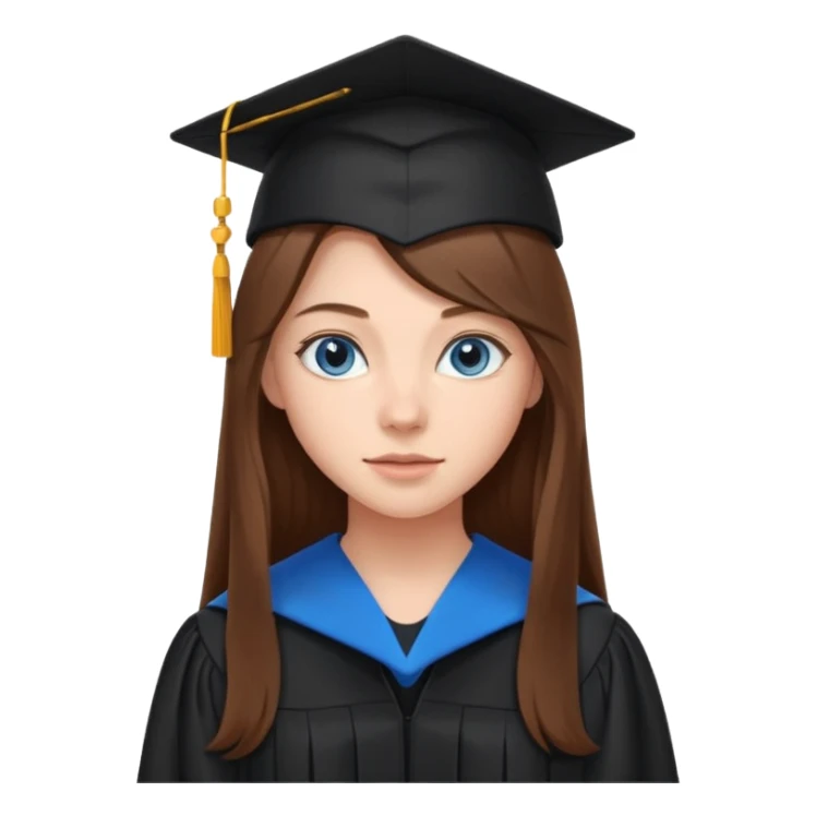 high school graduation with a pretty female high school student with long brown hair, blue eyes sticker