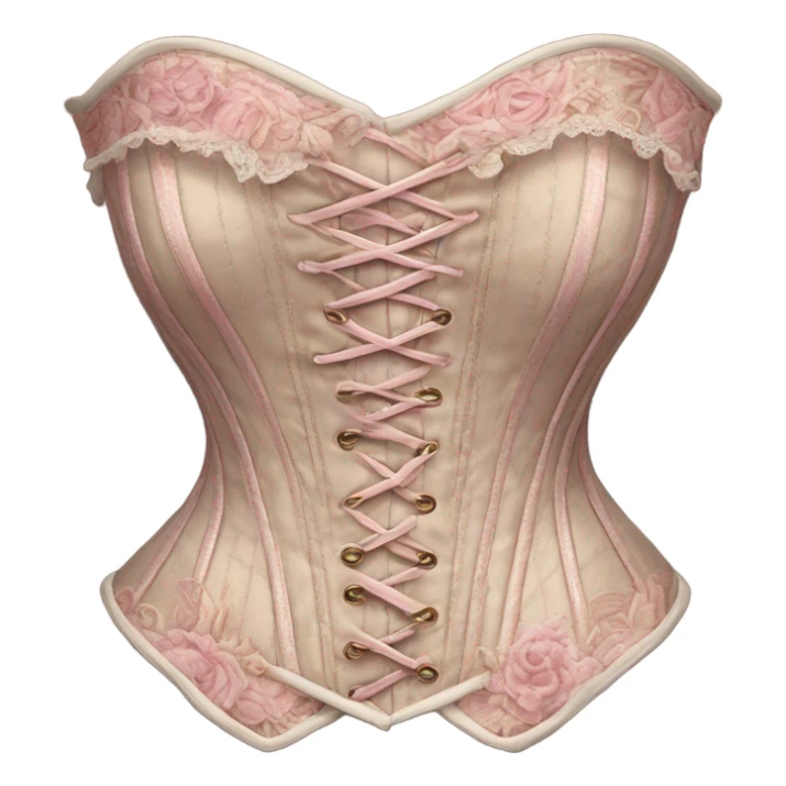 Realistic, detailed rococo corset, beige and pink sticker