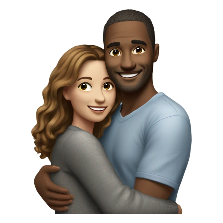 Photo Realistic beautiful model couple hug with warm smiles sticker