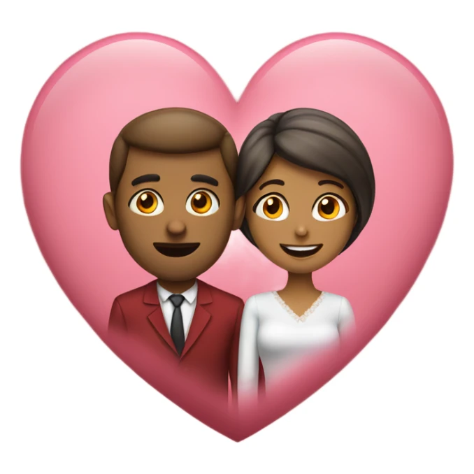 Husband and wife in a valentines heart sticker