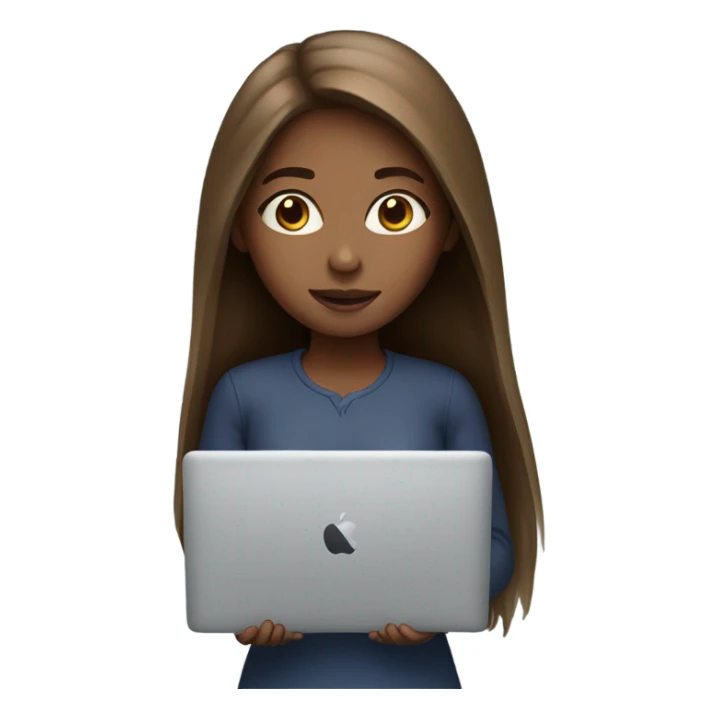 Girl have brown long hair with macbook sticker