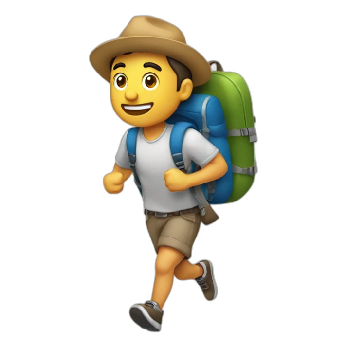 Hombre moreno con mochila de viaje corriendo sticker