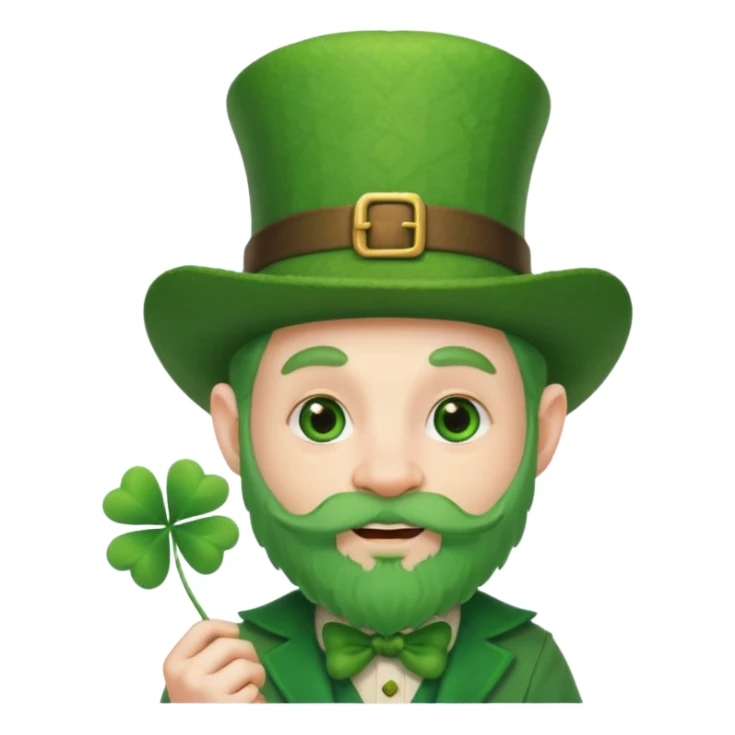 cute funny leprechaun green beard holding a 4 leaf clover sticker