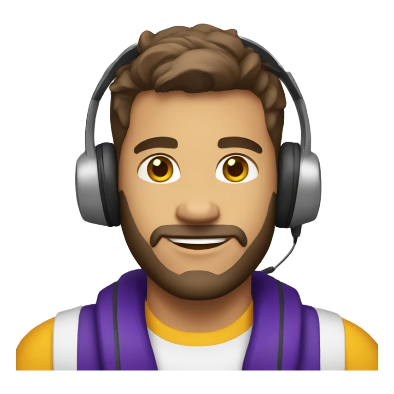 customer service white male with headset wearing lsu shirt sticker