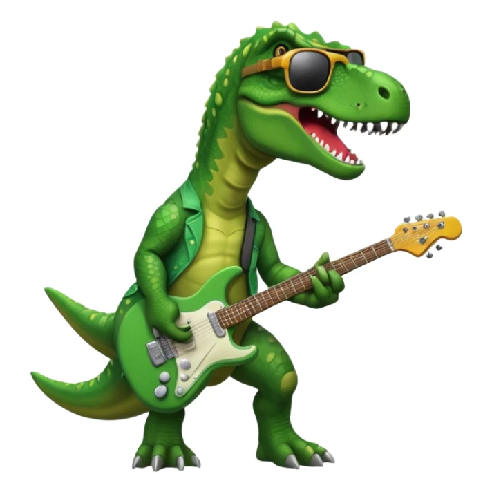 Rock and roll T-rex with electric guitar  sticker
