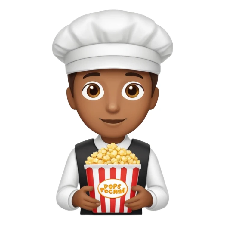 persona vendedora de crispetas en un cine, con uniforme y caja de palomitas sticker