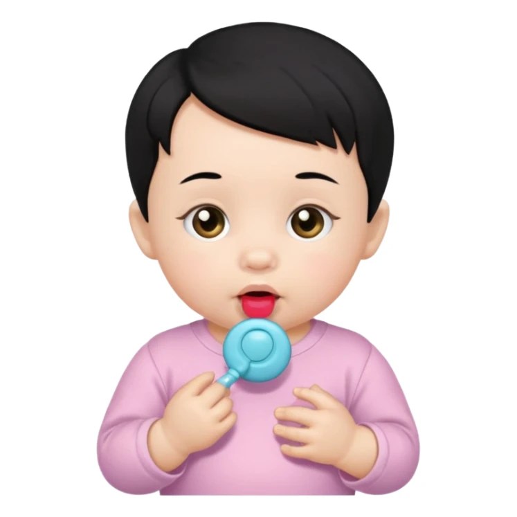 a black hair baby with pacifier sticker