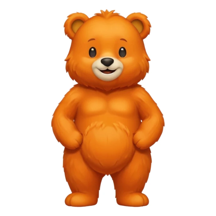 Create a orange friendly bear, make him look like from a kid cartoon and make him smile. Show his whole sticker