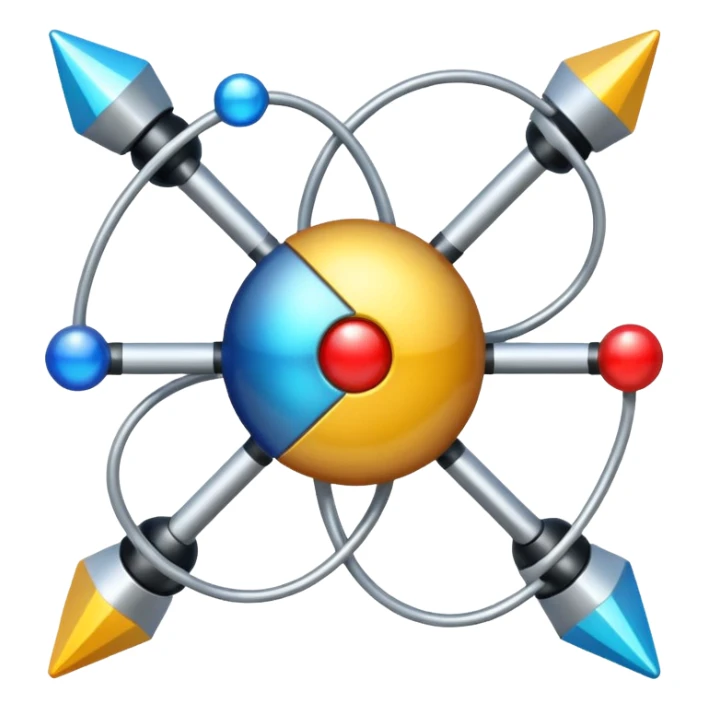 create a physics emoji which does not have any element of biology or chemistry in it. must contain hints of all the branches of physics sticker