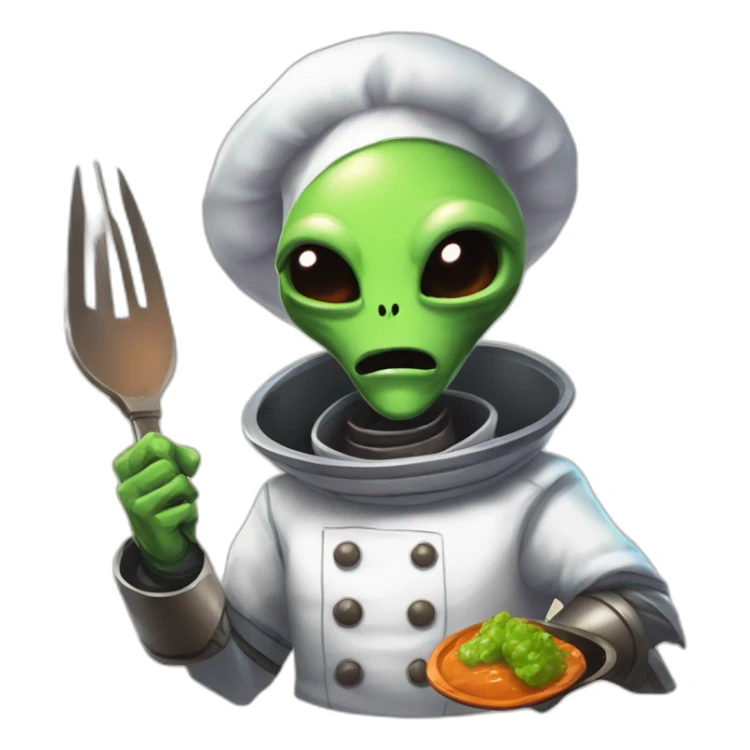 alien chef scifi roguelike rpg style inspired by slay the spire digital art sticker