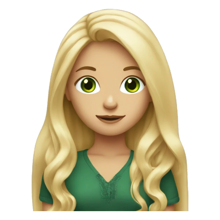 blonde girl with long hair green eyes sticker