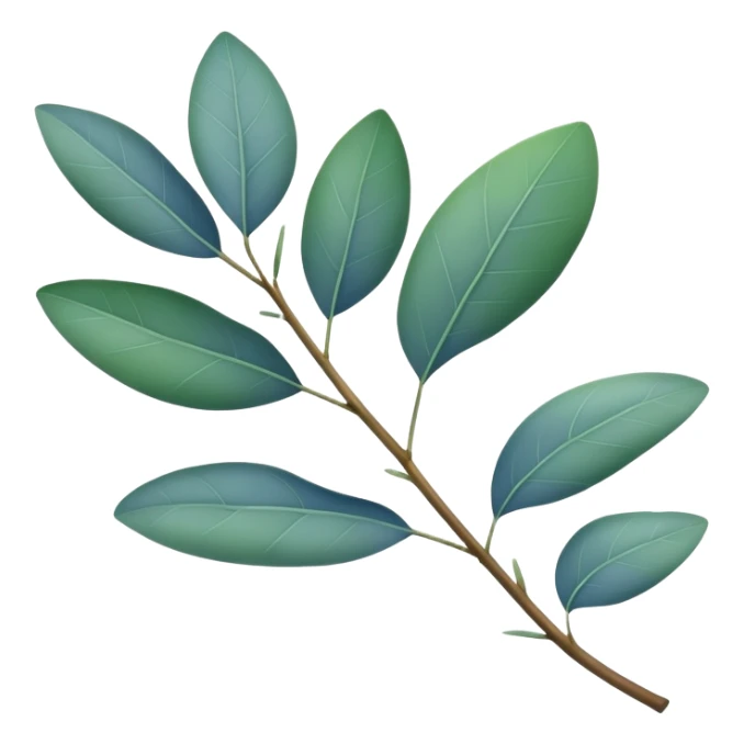 branch with green eucalyptus leaves with a tinge of blue sticker