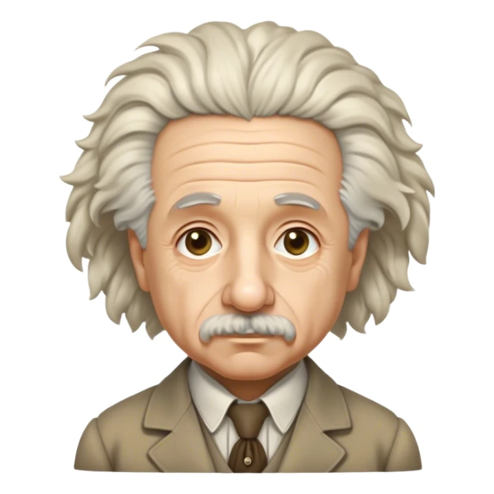 Cinematic Realistic portrait of Albert Einstein, shown as an iconic genius with wild, expressive hair and a gentle, contemplative expression, rendered in detailed period clothing with warm, intellectual lighting sticker